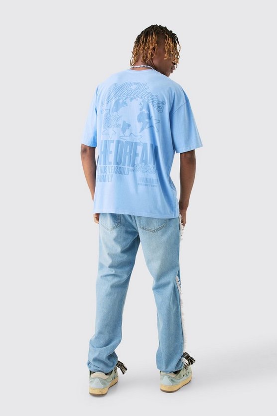 Tall Oversize T-Shirt mit Dream Worldwide Print