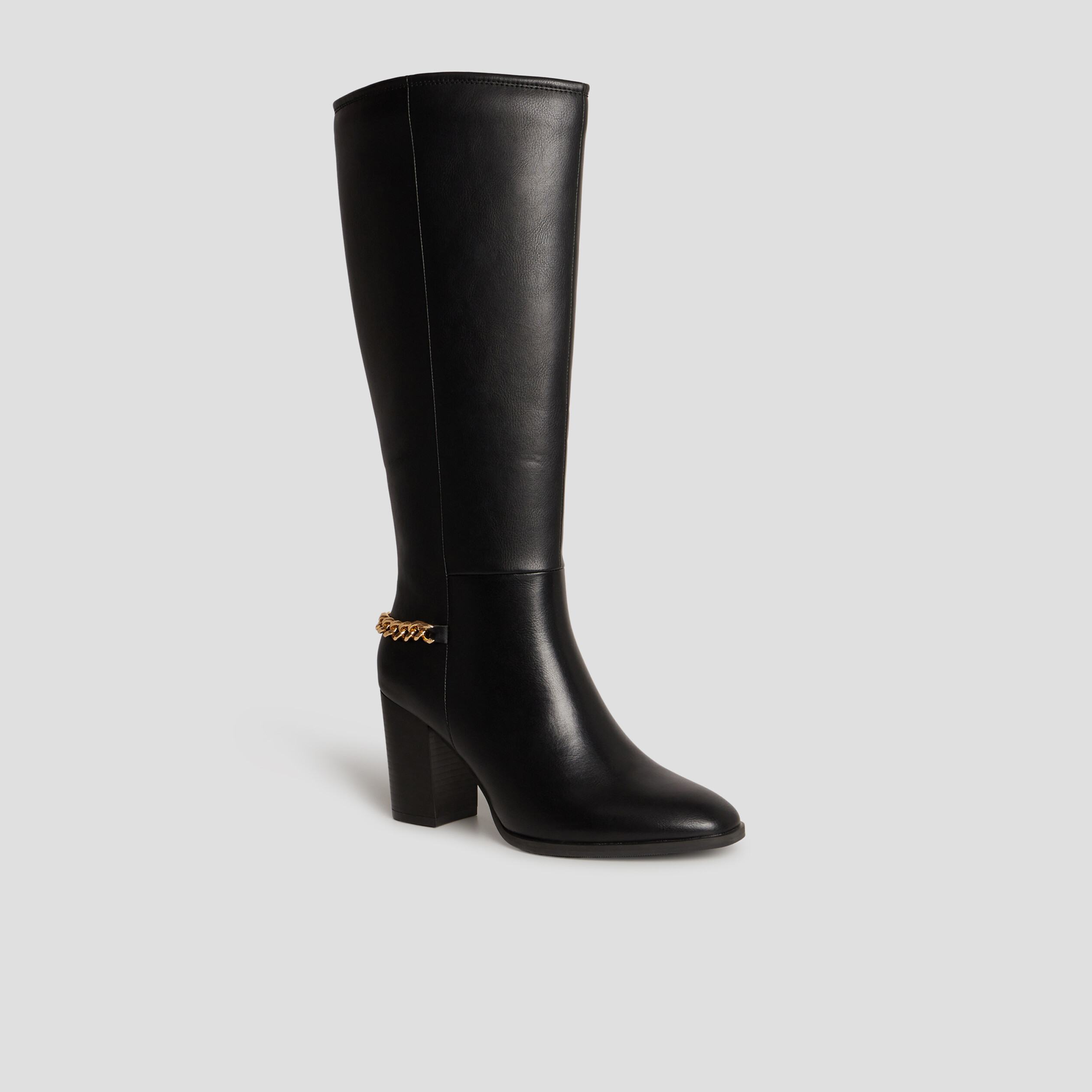 Bottes hautes avec chaînes à talons noir femme | La Halle