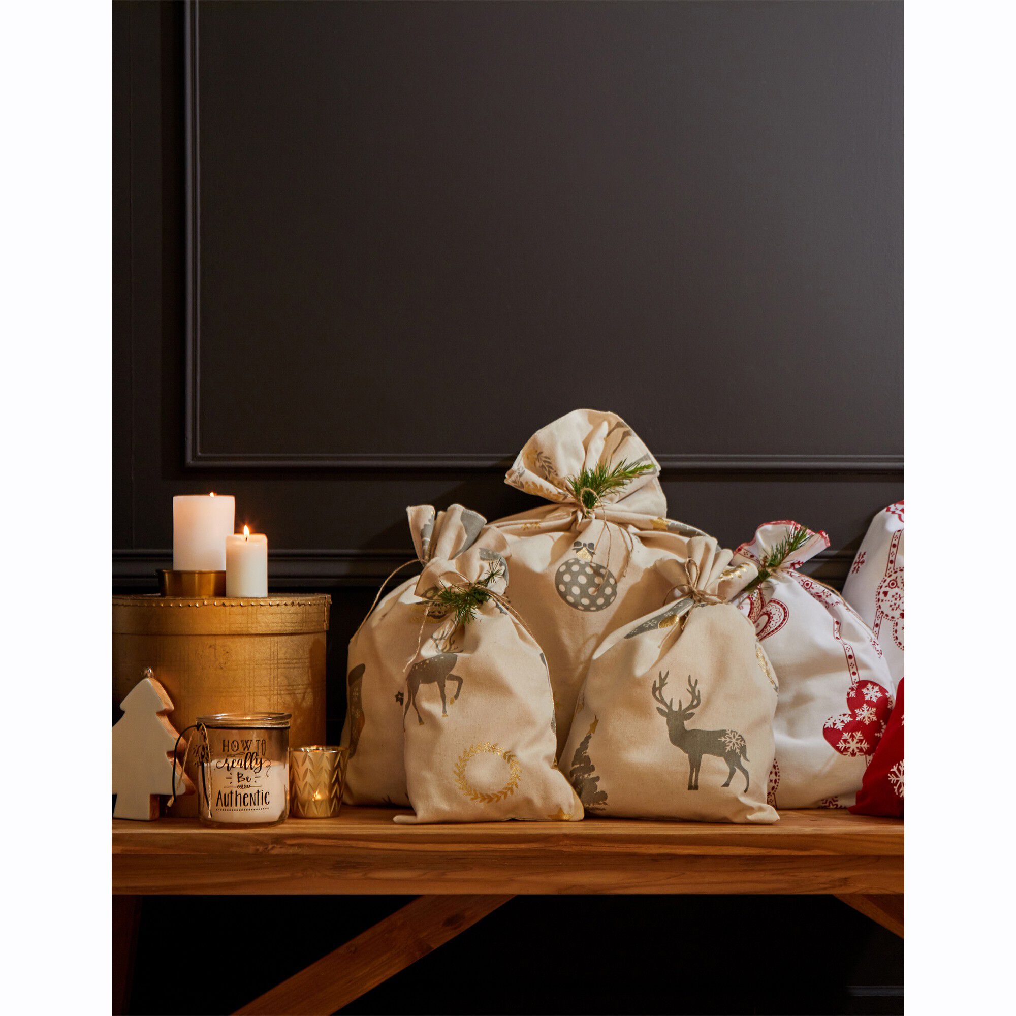 Lot de 2 pochettes emballage cadeau upcyclées M + L