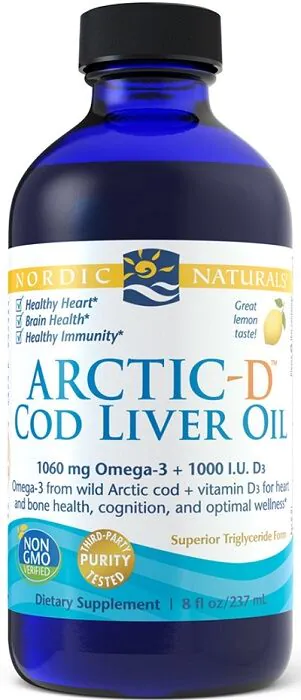 Arctic-D torskelevertran, citronsmag, vild arktisk torskelevertran med vitamin D3, citronsmag, flydende