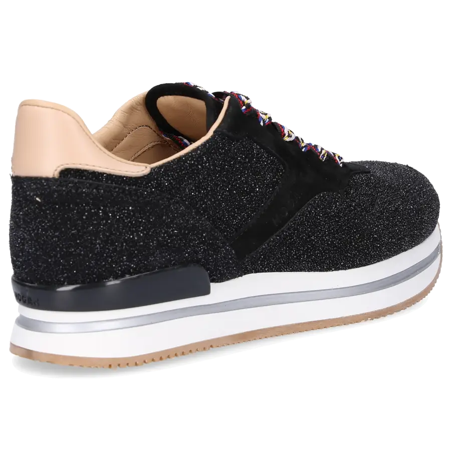 Hogan - Sneaker low H222 Kalbsleder Glitzer schwarz - schwarz