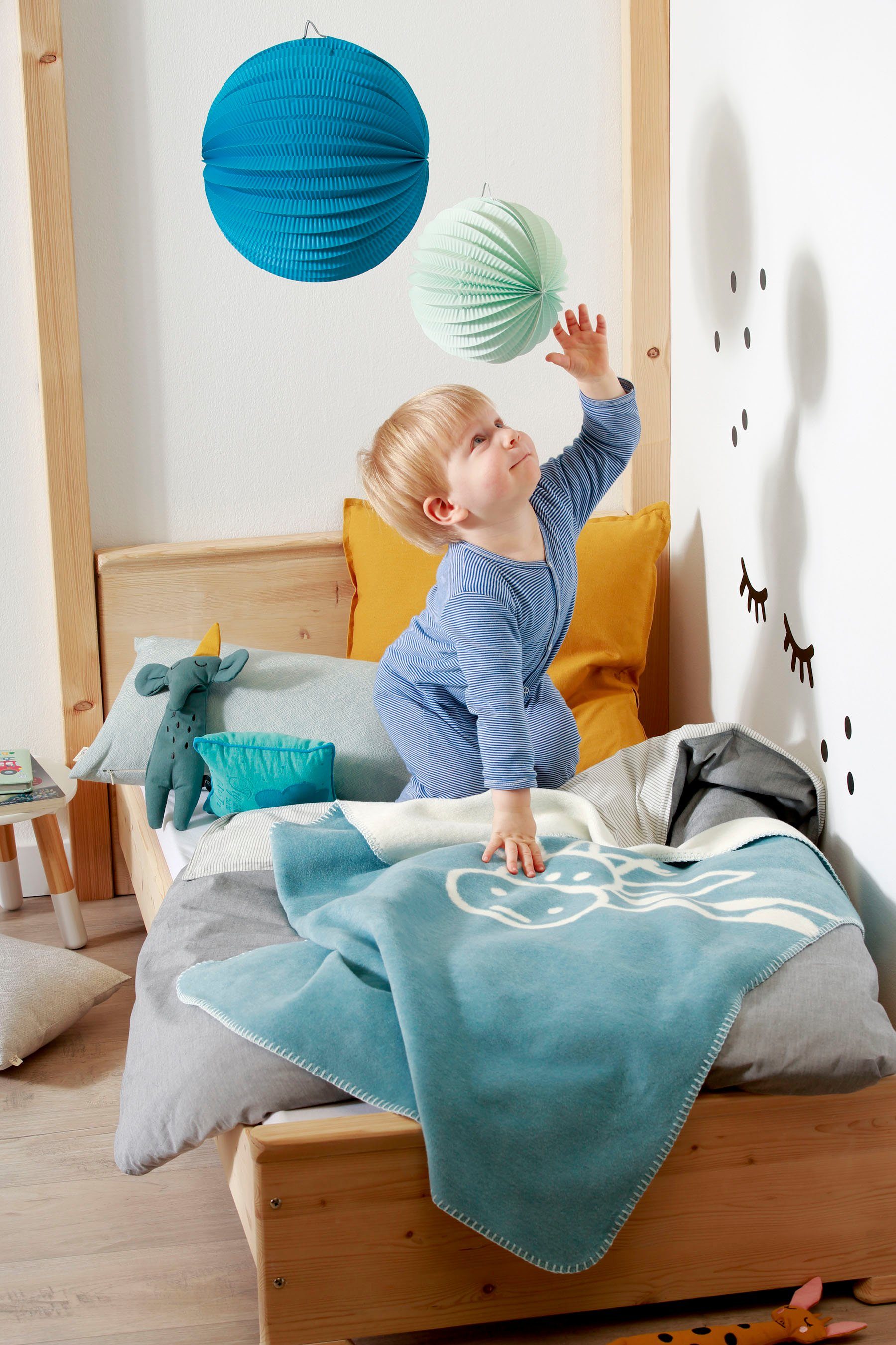 Babydecke Cookie, Biederlack, mit lustiger Giraffe, Kuscheldecke