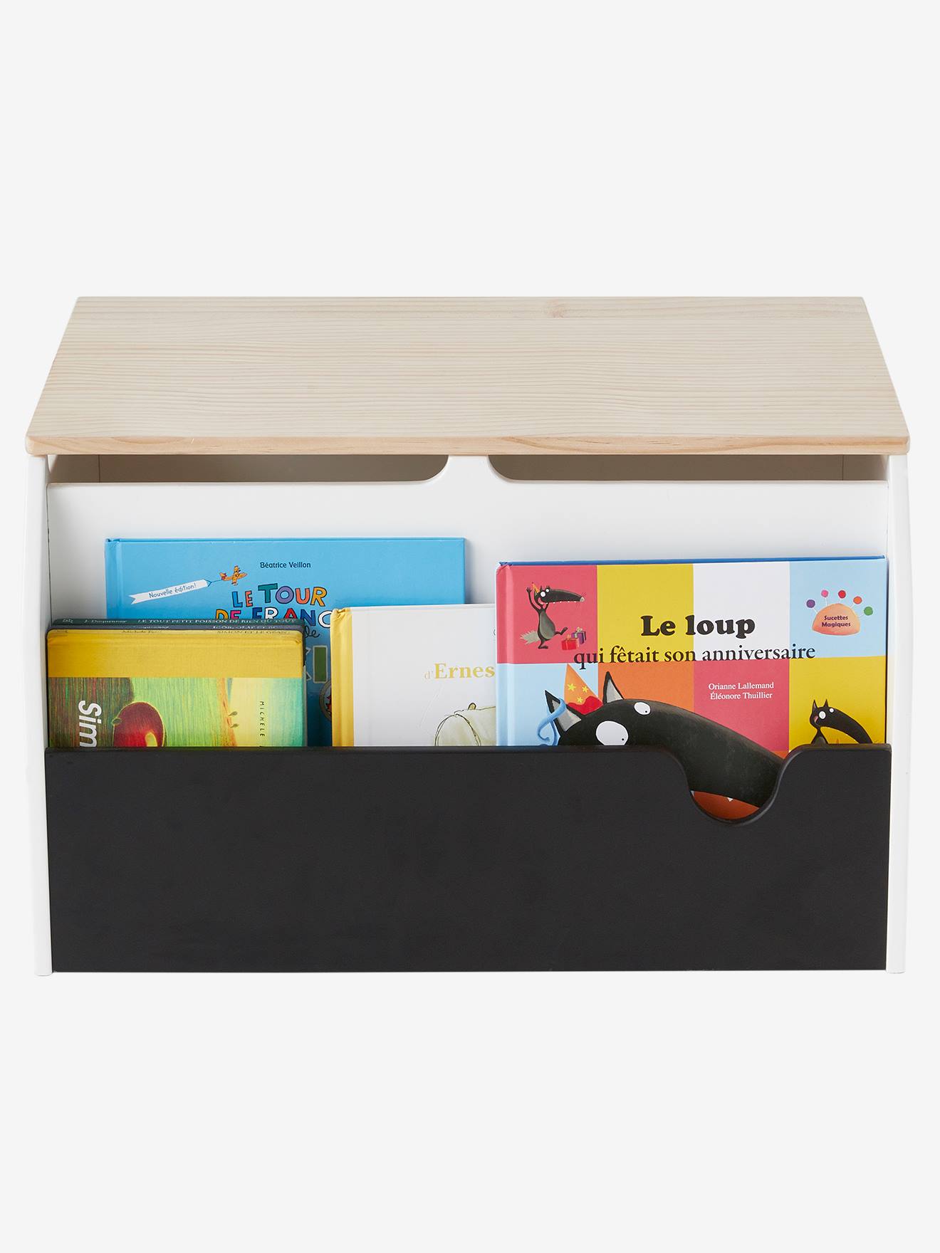Vertbaudet Kinder Büchertruhe SCHOOL - weiß/natur
