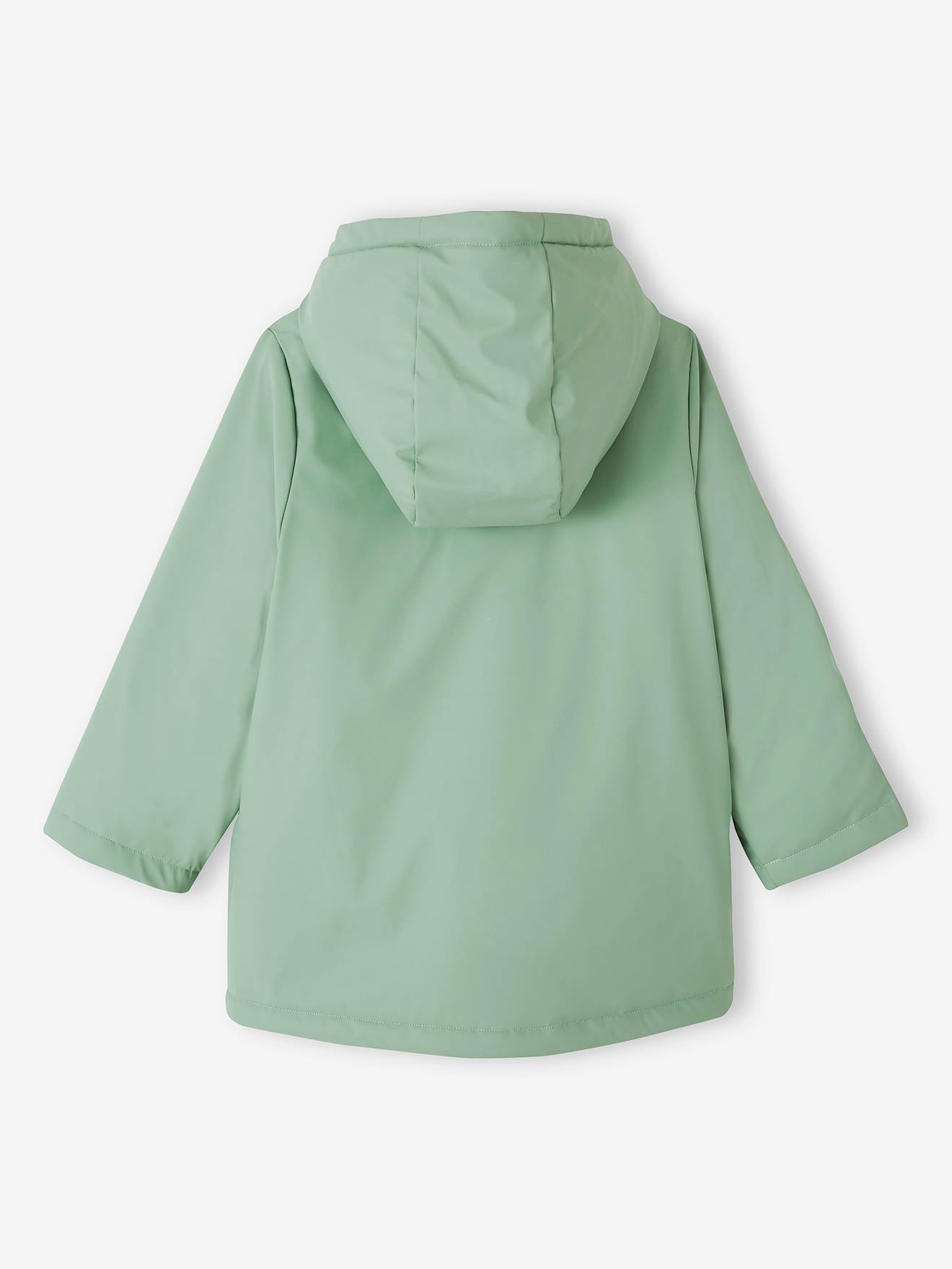 Vertbaudet Mädchen Regenjacke mit Kapuze & Teddyfleece-Futter - moosgrün