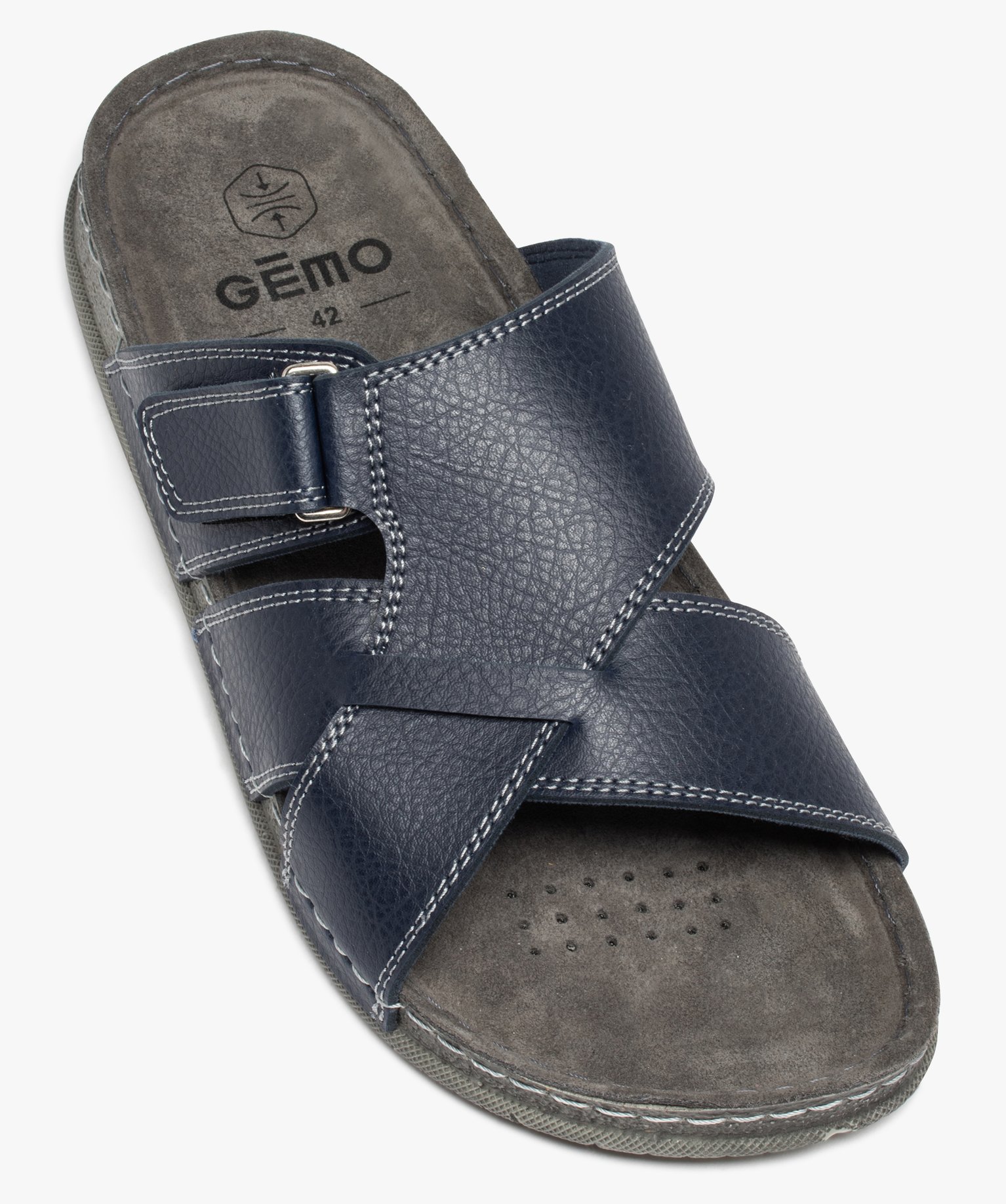 Mules confort multibrides croisées homme marine | GEMO