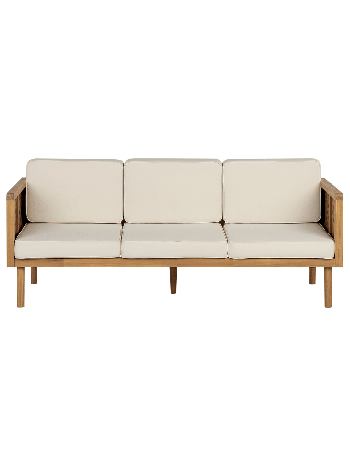 Beliani Gartensofa BARATTI in Heller Holzfarbton/Beige - (W) 179 x (H) 76 x (L) 65 cm günstig kaufen onesize