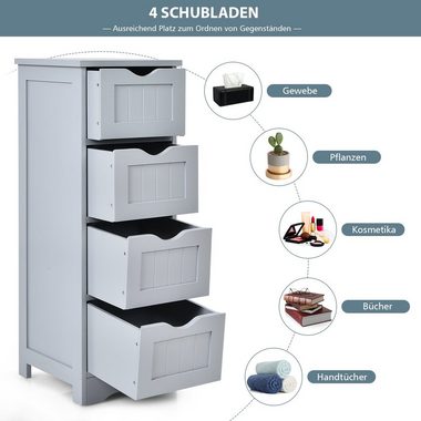 COSTWAY Badkommode Badezimmerschrank, mit 4 Schubladen, 82cm, Kippsicherung