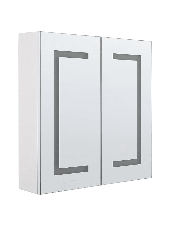 Beliani Bad-Spiegelschrank MAZARREDO in Weiß/Silber - (W) 60 x (H) 60 x (L) 12 cm günstig kaufen onesize