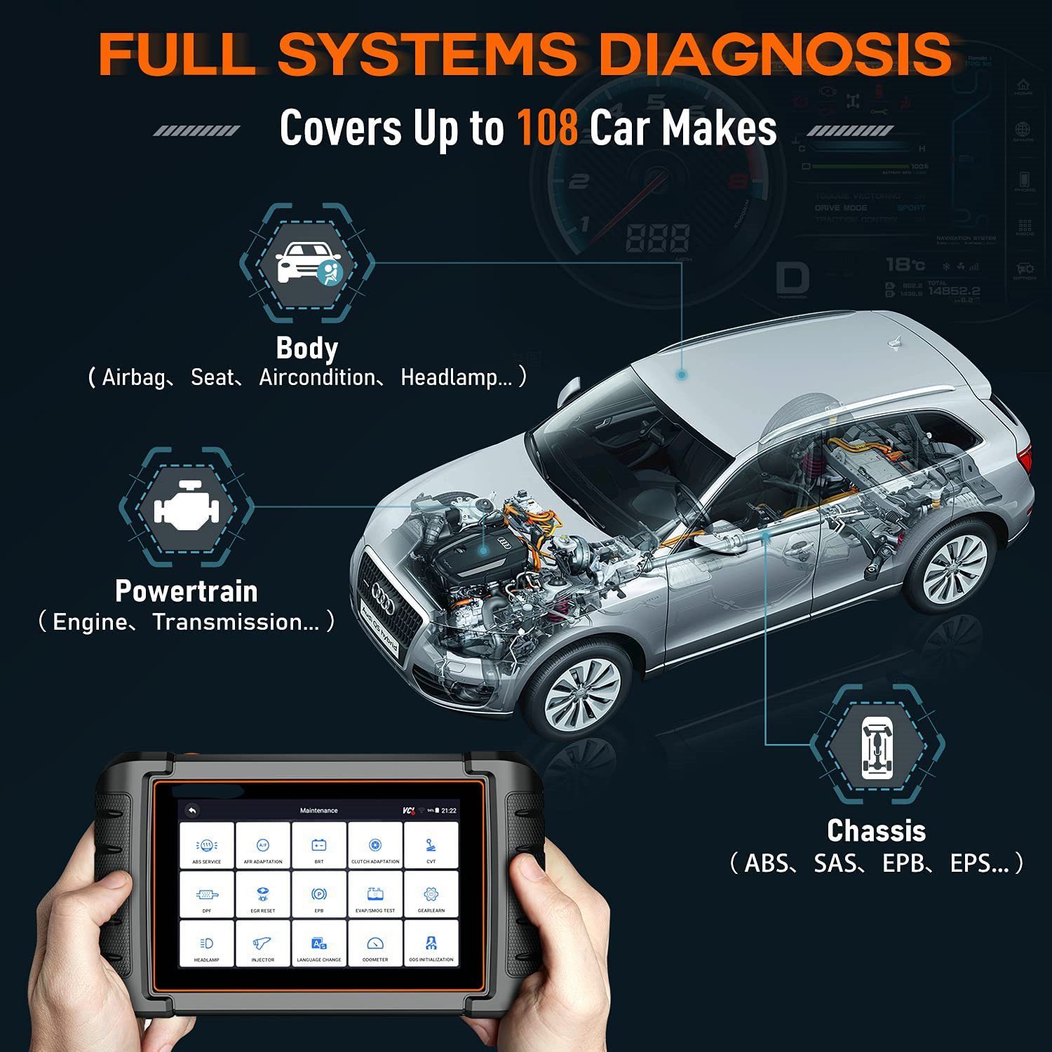 Brotos® Kfz-Diagnosegerät PROFI bidirektionales KFZ OBD2 Tiefen Diagnose Gerät, 940 DIGITAL