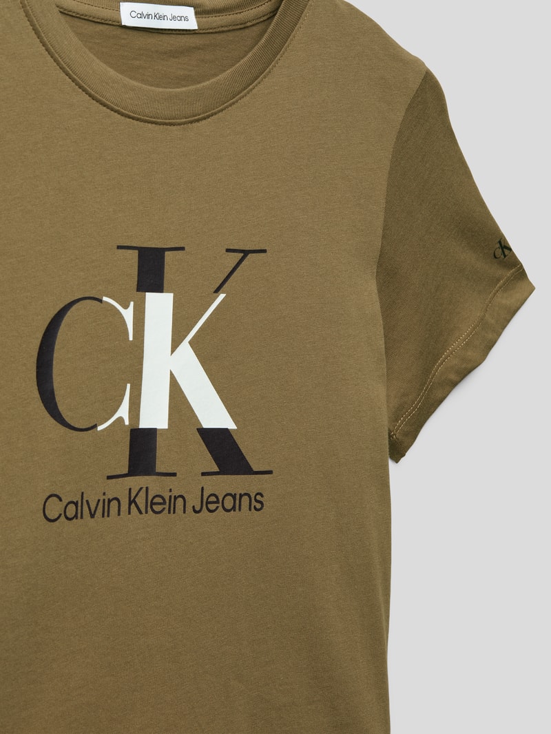 T-Shirt mit Label-Print Modell 'PRINT SUNREVEAL MONO LOGO' in schokobraun