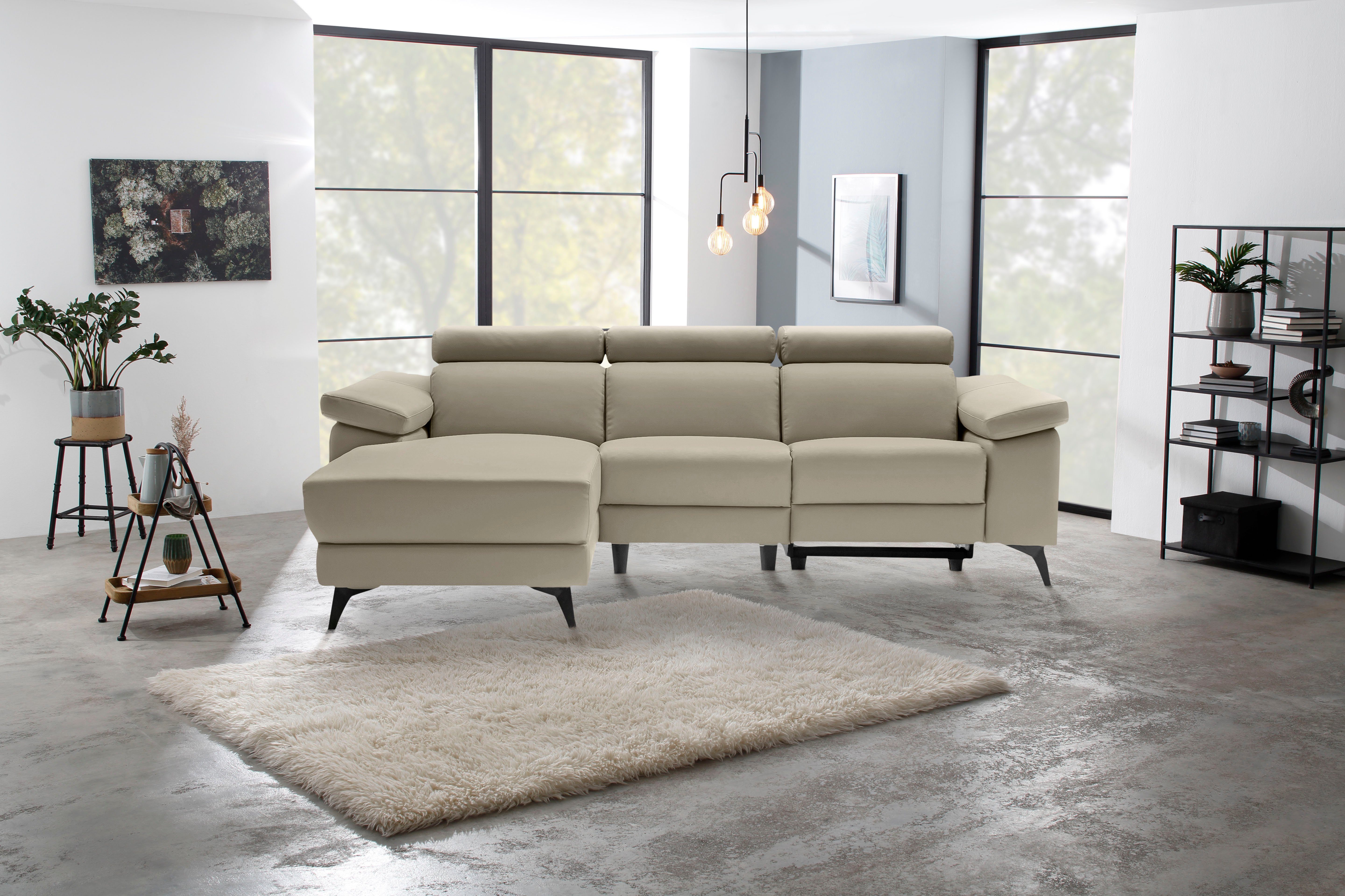 Places of Style Ecksofa Samira, mit elektrischer Relaxfunktion in einem Sitz und USB-Anschluss