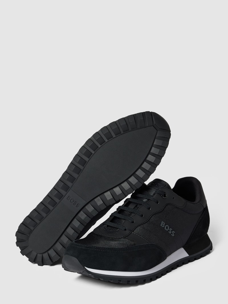 Sneaker aus Leder-Mix Modell 'Parkour' in schwarz