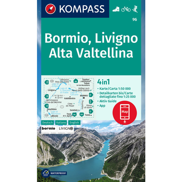 KOMPASS WANDERKARTE 96 BORMIO, LIVIGNO, ALTA VALTELLINA