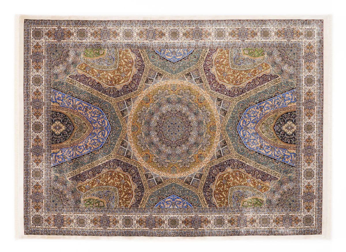 Webteppich Silk Line Ghom Mehrfarbig 80 x 150 cm