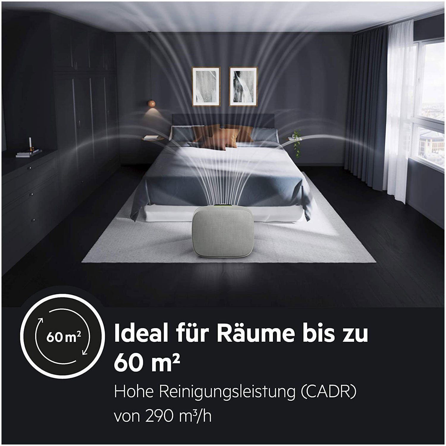 AEG Luftreiniger AX 71-304 GY, für 60 m² Räume, 5x Filtersystem, App-Steuerung, 5 Ventilationsstufen, Automatik-Modus