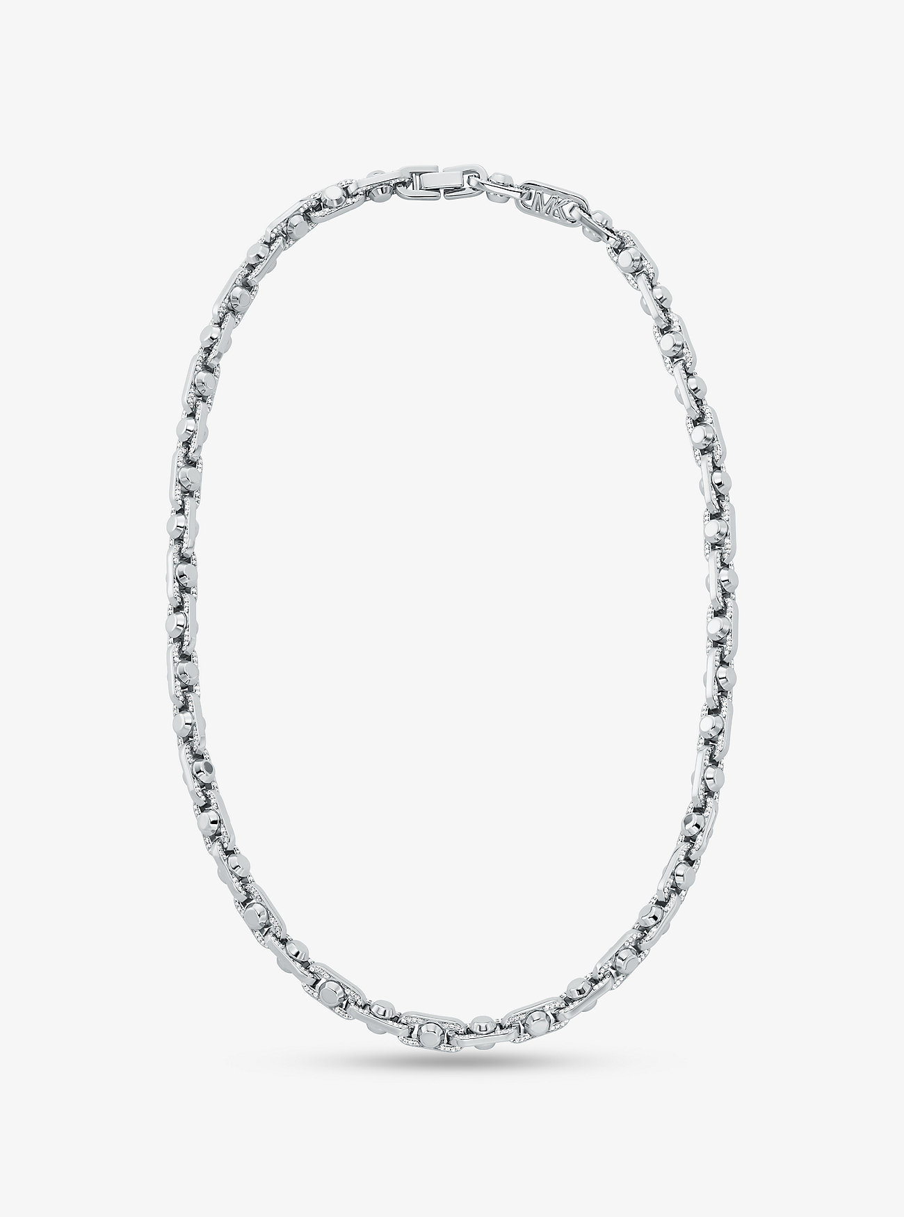 Collana Astor Link Medium in ottone placcato con pavé di pietre preziose - ARGENTO