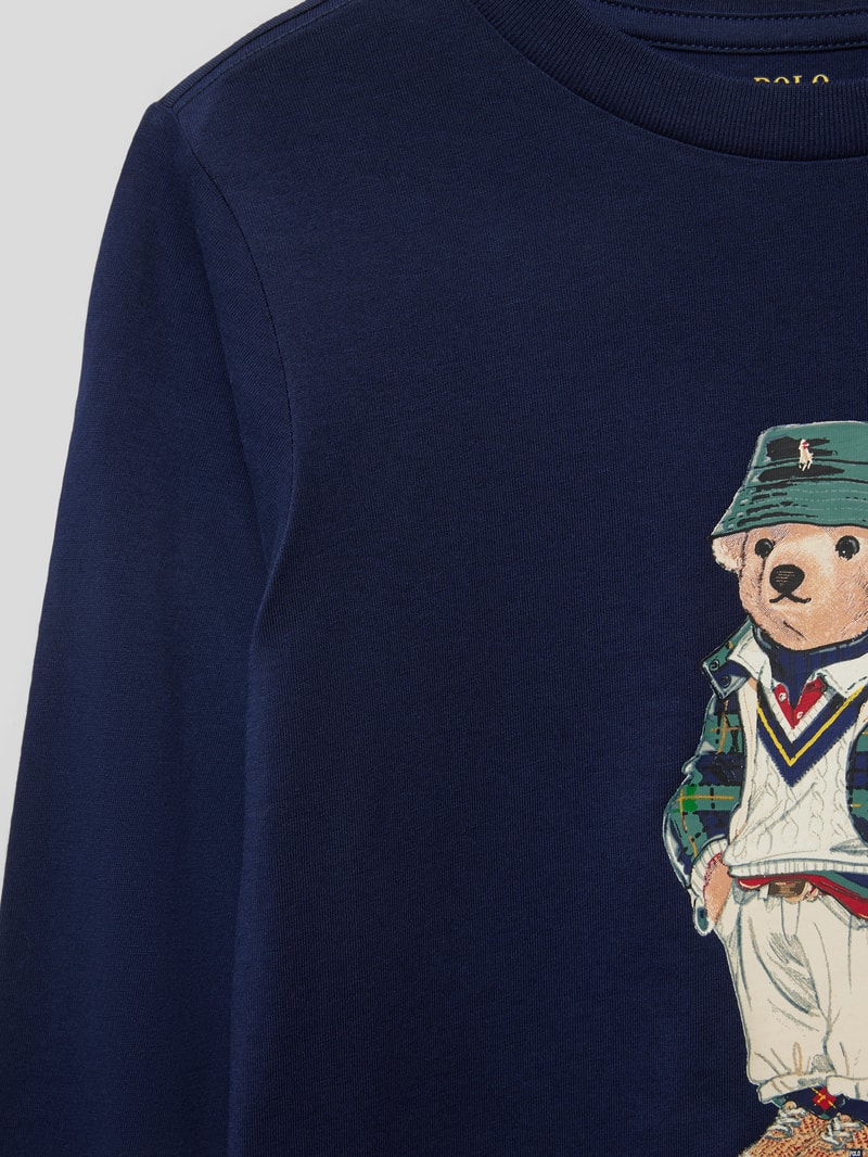 Longsleeve mit Label-Print in marineblau