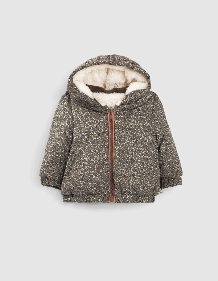 Doudoune réversible léopard floral ou Sherpa bébé fille
