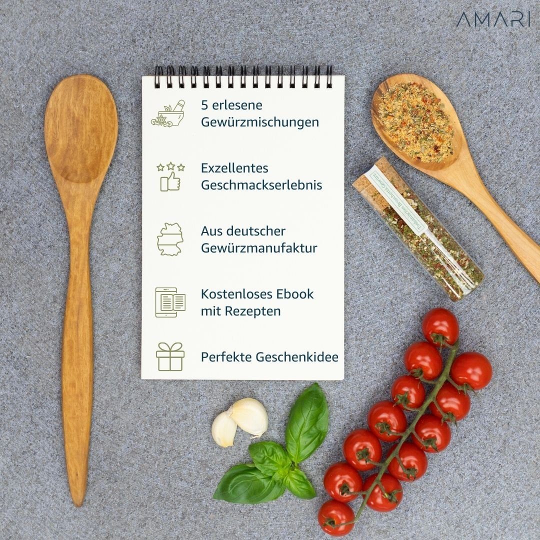 Amari Gewürzkarussell AMARI ® Gewürze Set – 5 erlesene Gewürze - BBQ, Italia, Salze