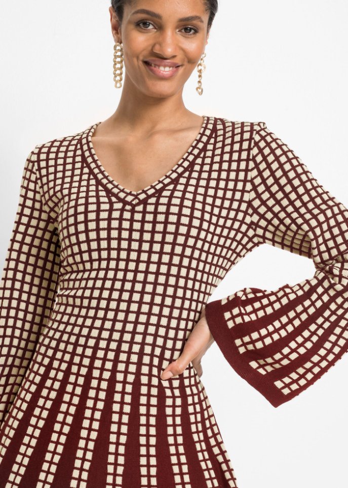 Strickkleid mit Plissee-Optik