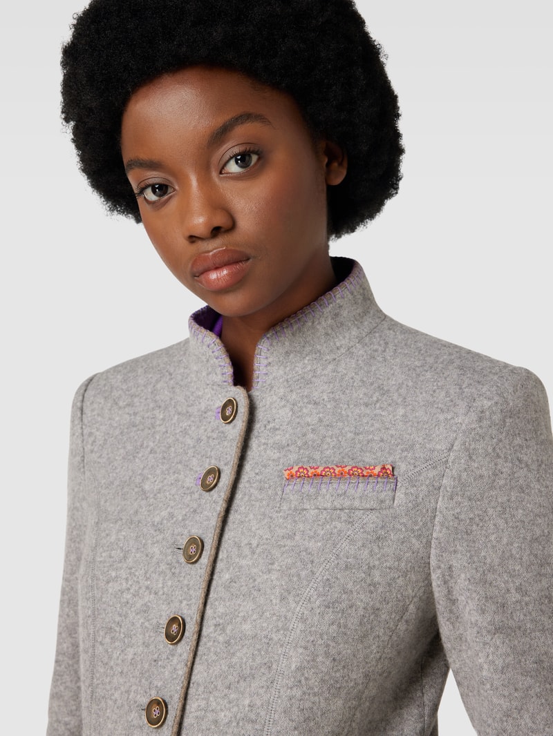 Blazer mit Kontrastbesatz in silber