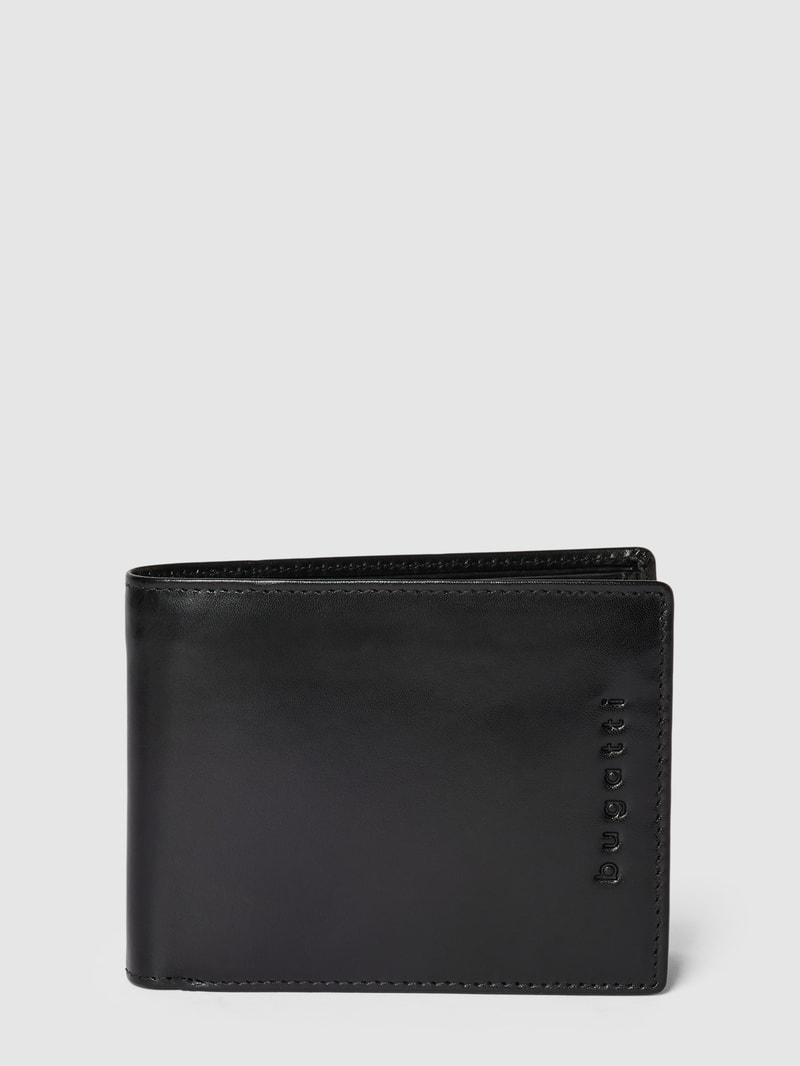 Portemonnaie mit Label-Details Modell 'Romano' in schwarz