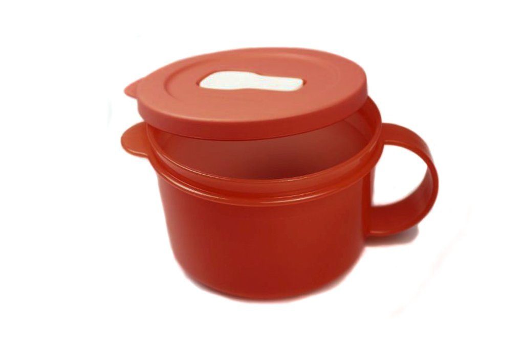TUPPERWARE Mikrowellenbehälter CrystalWave Suppentasse 460 ml hellrot + SPÜLTUCH
