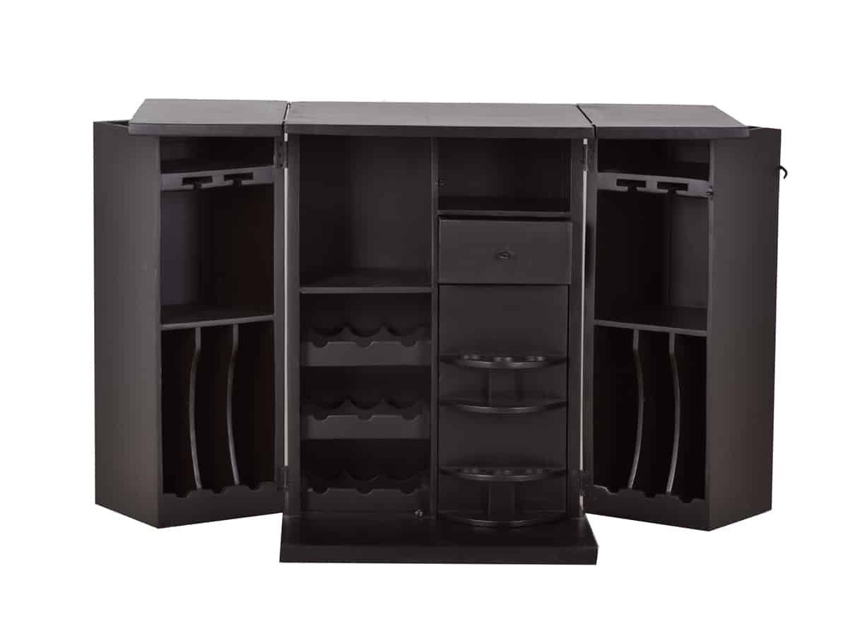 MiaMöbel Barschrank Mexico aus massivem Pinienholz Dunkelbraun