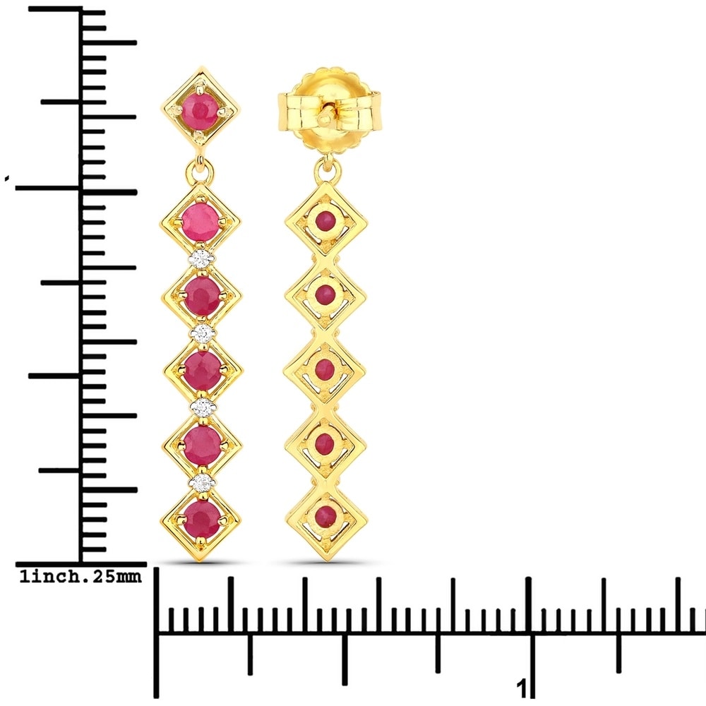 Rafaela Donata Boucles doreilles Argent sterling Rubis en Or jaune Bijoux