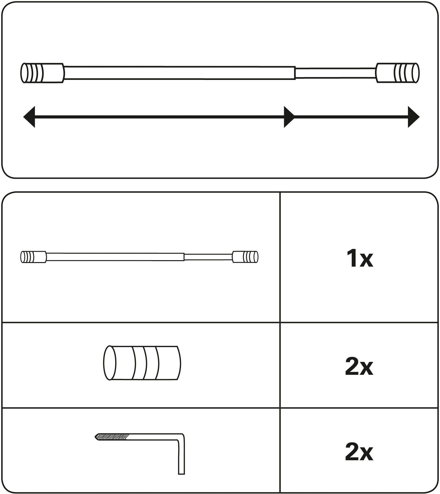 Vitragenstange, GARDINIA, Ø 10 mm, 1-läufig, ausziehbar, ohne Bohren, verschraubt, Serie Vitragestange Zylinder Ø 10 mm