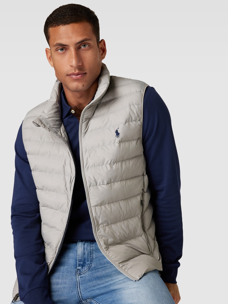Steppweste mit Label-Stitching Modell 'TERRA' in offwhite