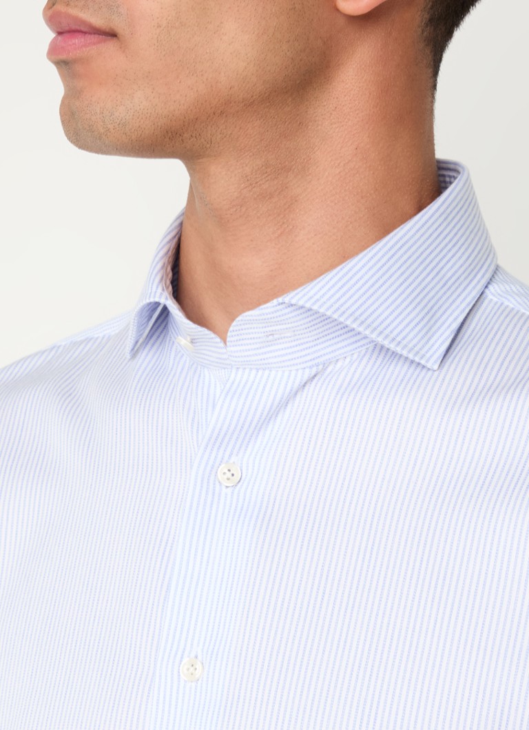 Camisa Profuomo slim fit sem necessidade de passar, com estampa listrada.