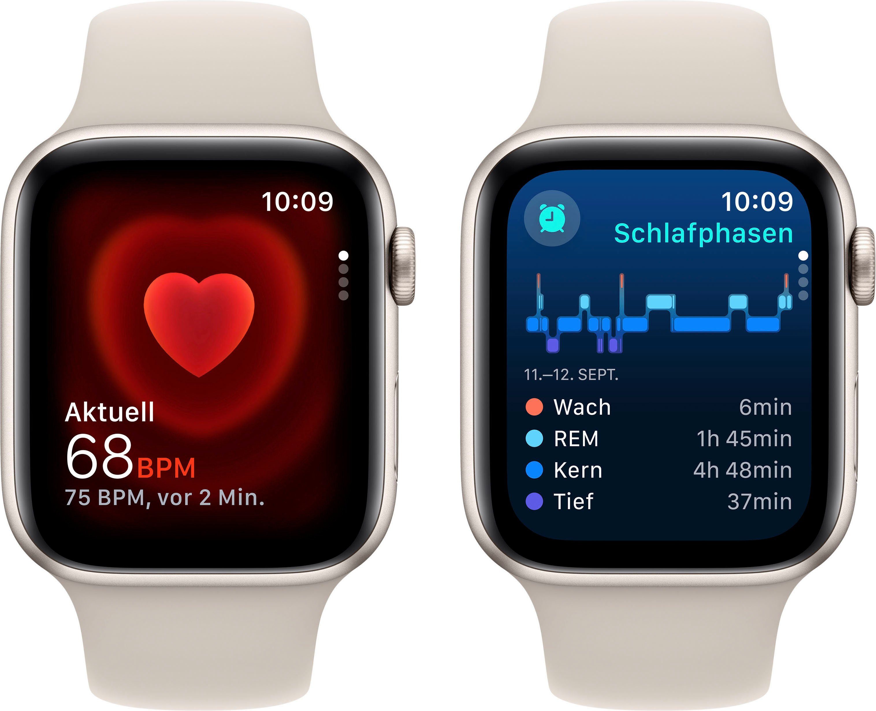 Apple Watch SE GPS Aluminium 44 mm + Cellular S/M Smartwatch (4,4 cm/1,73 Zoll, Watch OS 10), Sport Band