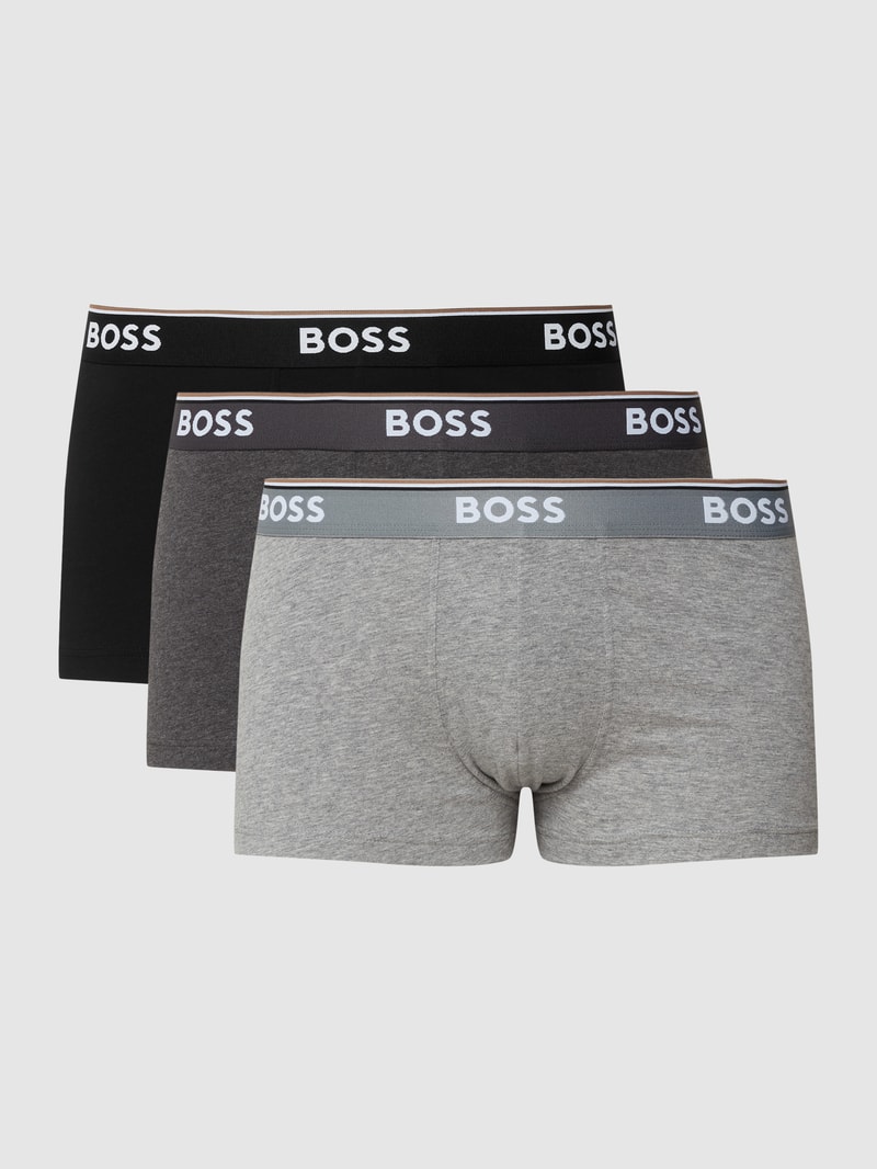 Trunks mit elastischem Logo-Bund im 3er-Pack in dunkelgrau