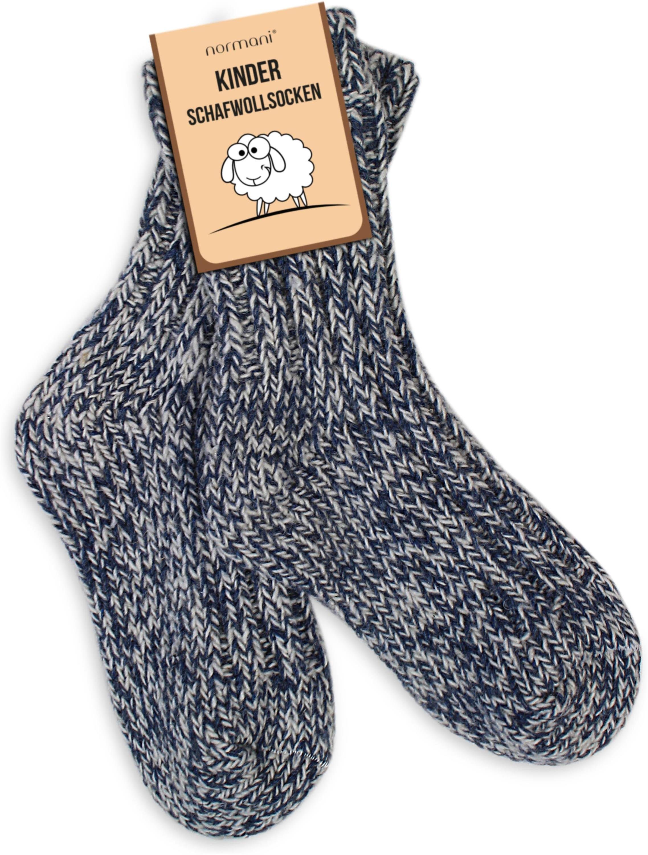 normani Basicsocken 3 Paar Kinder Norwegersocken mit Schafwolle (3 Paar) nicht filzend