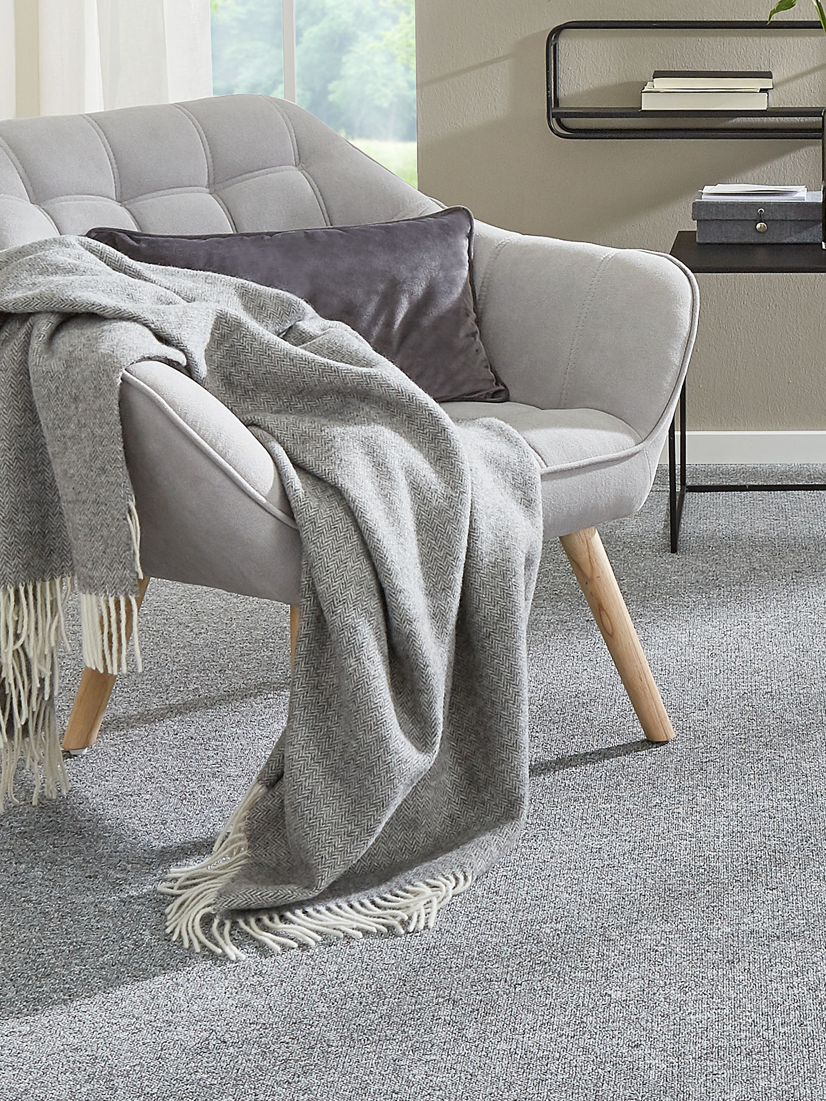 Runa Wolldecke, Offwhite/grau