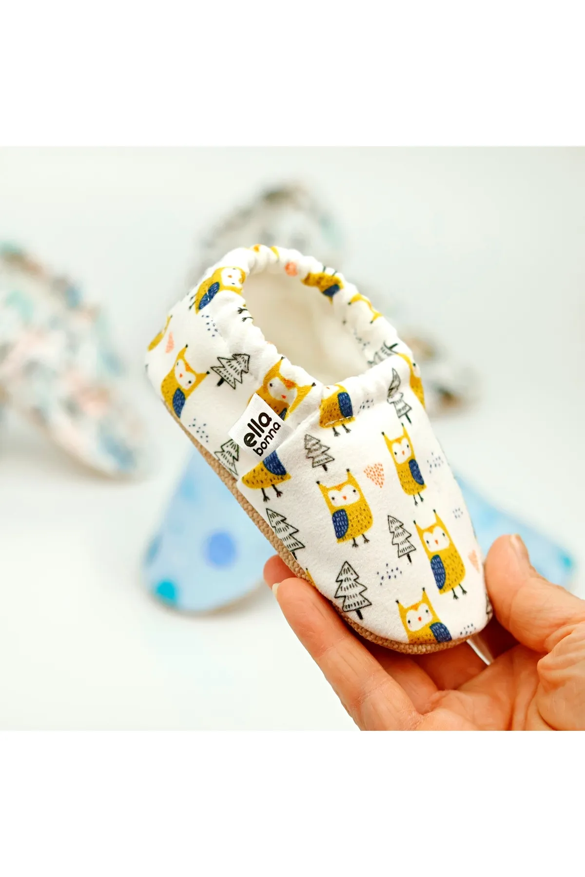 Ella Bonna  Anti-Rutsch-Sohle, Vogelmuster, Babyschuhe, Heimstiefel, Hausschuhe, Kinderzimmerschuhe, Hausschuhe