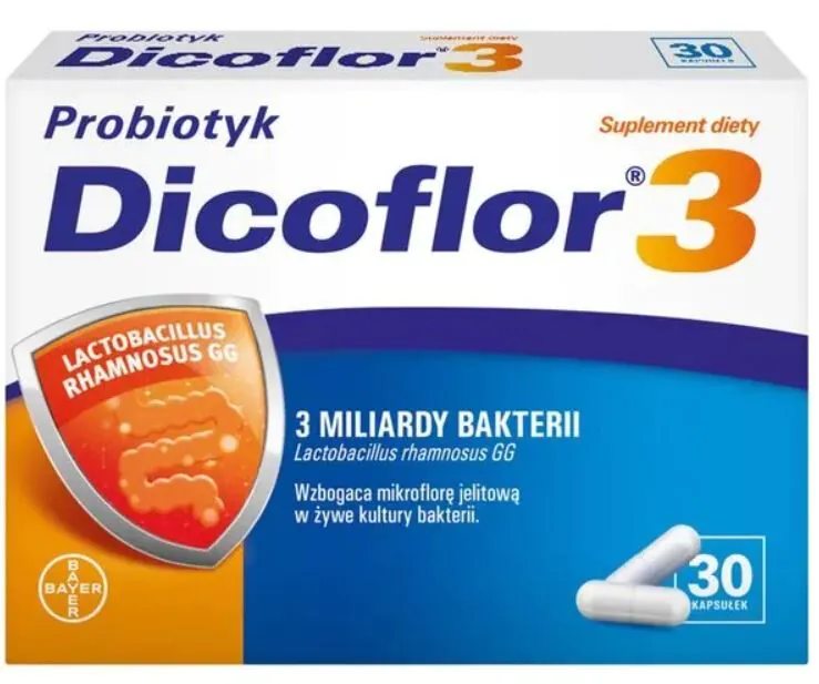 Dicoflor 3, probiotikas vaikams nuo 3 metų ir suaugusiesiems, kapsulės