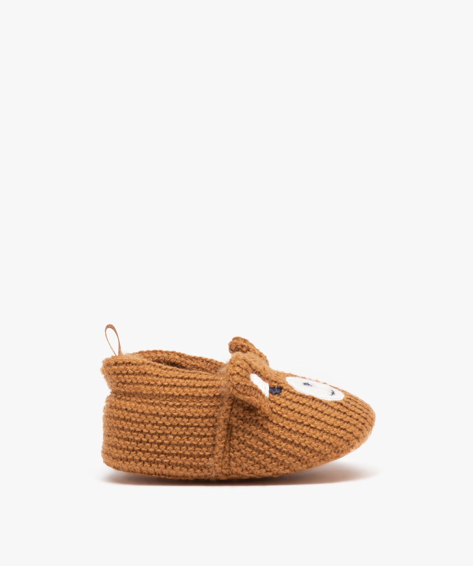Chaussons de naissance bébé Garçon ourson en tricot beige | GEMO