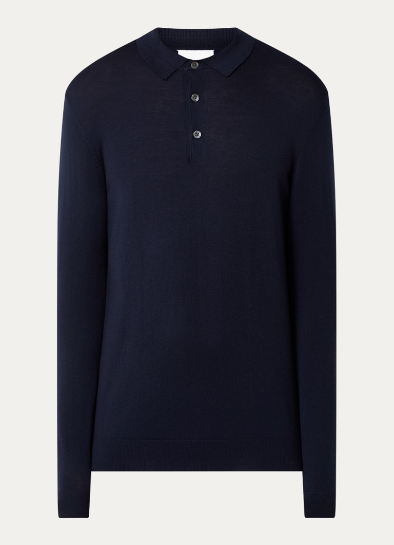 Polo Profuomo de lã merino de malha fina e corte regular