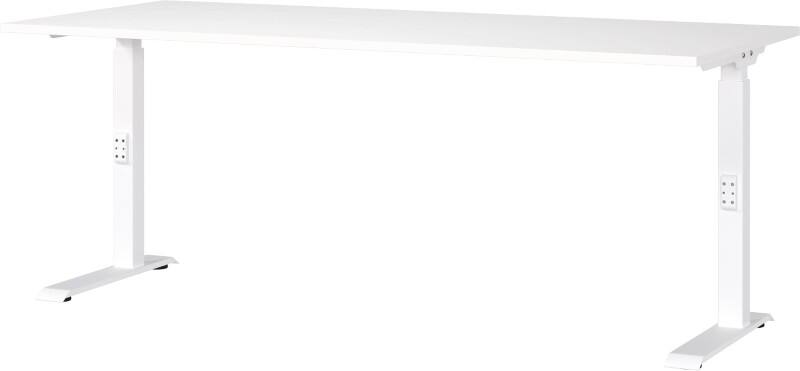 GERMANIA Sitz-Stehschreibtisch Metall, Spanplatte Weiß C-Fuß 1.800 x 800 x 910 mm