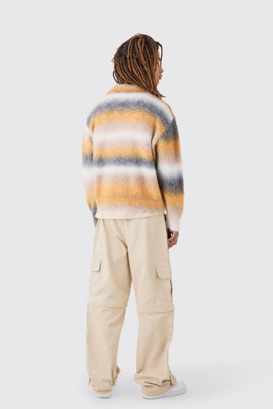 Lockere Twill Cargo-Hose mit Druckknöpfen und Reißverschluss