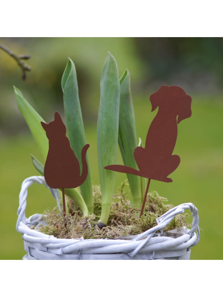 UNUS 2er Set Gartenstecker Rost Hund und Katze in Braun günstig kaufen onesize
