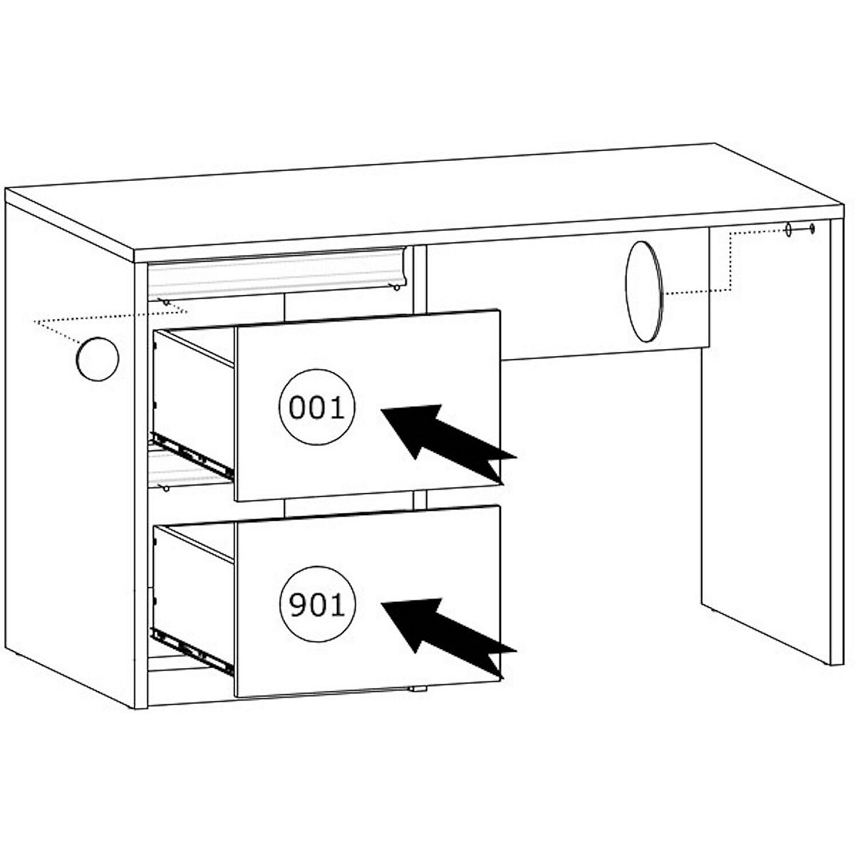 Schreibtisch Mati Computertisch 120x60cm grifflos mit 2 Schubladen