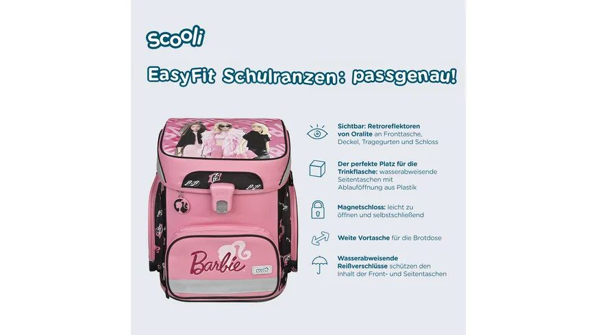 Scooli Barbie EasyFit Schulranzen-Set 5teilig