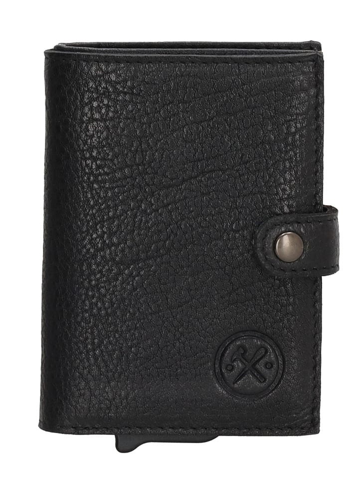 HIDE & STITCHES Leder-Geldbörse in Schwarz - (B)7,2 x (H)10 x (T)1,5 cm günstig kaufen onesize