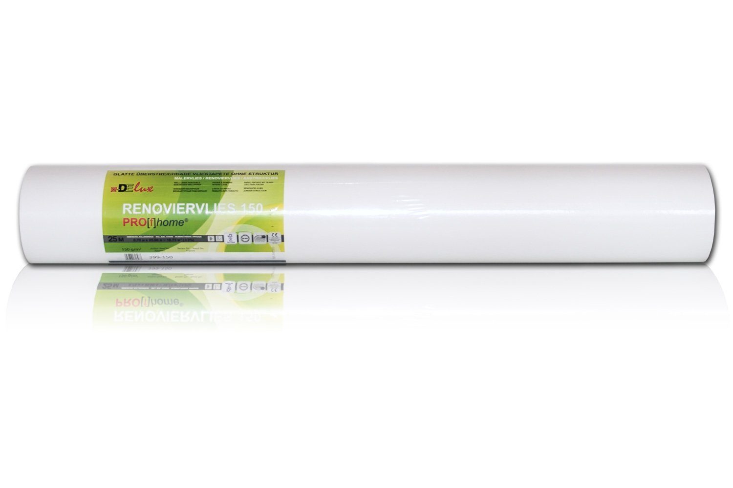 Profhome Vliestapete 399-150-4-O, matt, einfarbig, unifarben, (Renoviervlies Glattvlies Malervlies, 150 g/m2, 1 Karton mit 4 Rollen / 75 m2 weiss), Reparaturvlies Anstrichvlies glasfaserfrei, atmungsaktiv, rissüberbrückend, überstreichbar