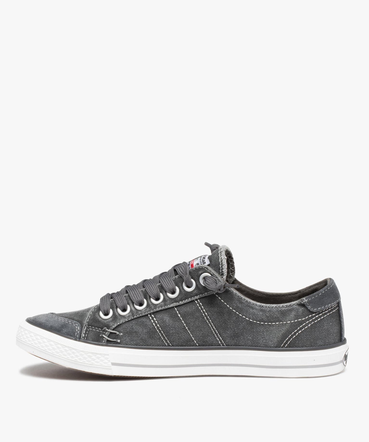 Baskets homme en toile denim unie à lacets - Dockers gris | GEMO