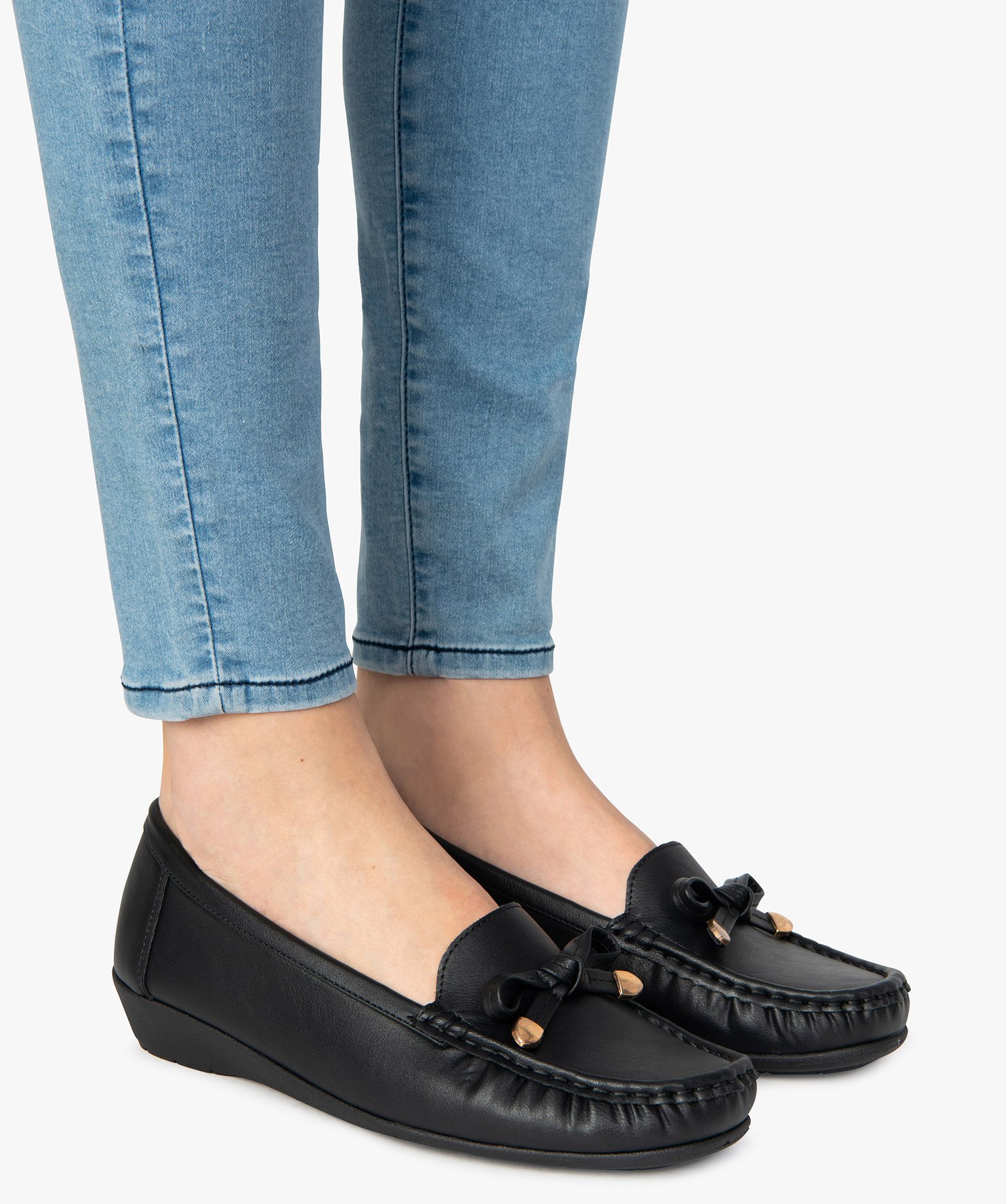 Mocassins confort unis à talon compensé femme noir | GEMO
