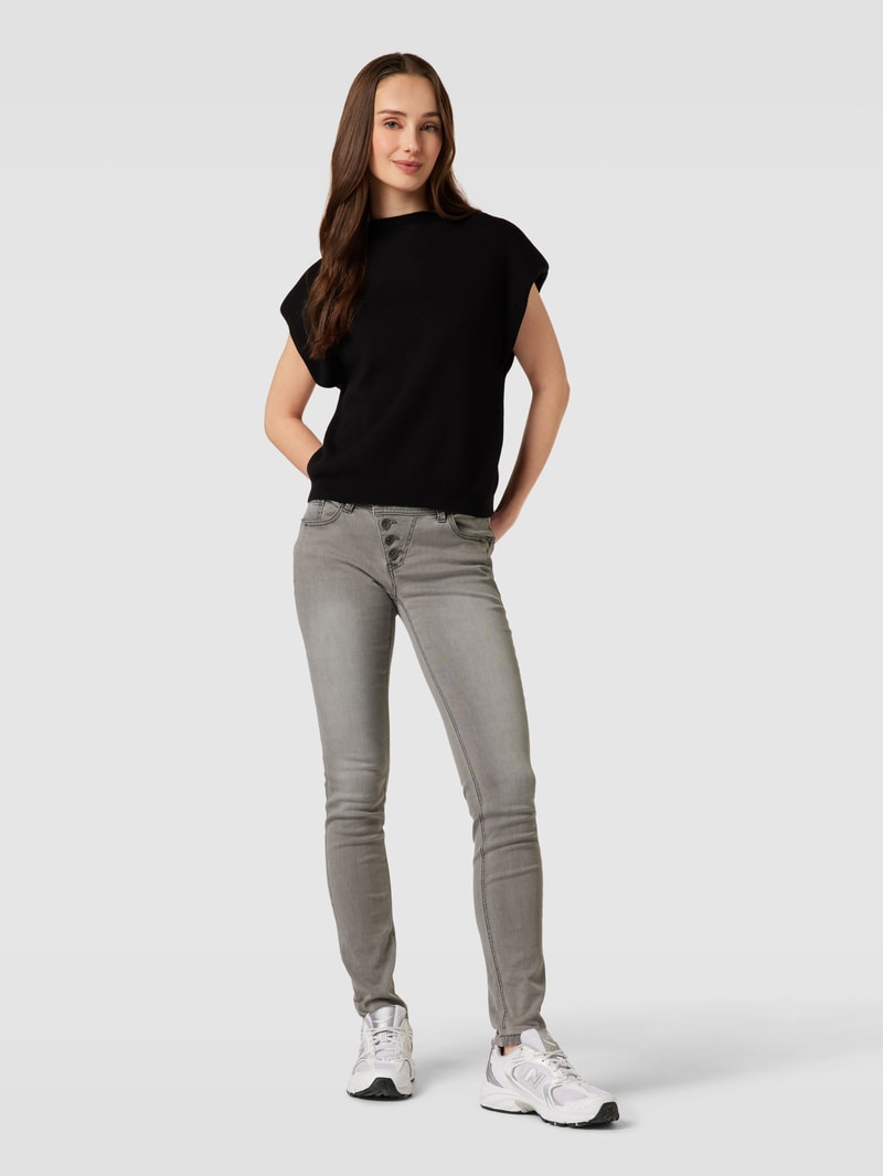 Jeans mit Label-Detail Modell 'Malibu' in hellgrau